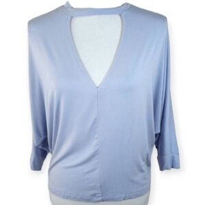 Forever 21 Light Blue 3/4 Sleeve v-neck Top
